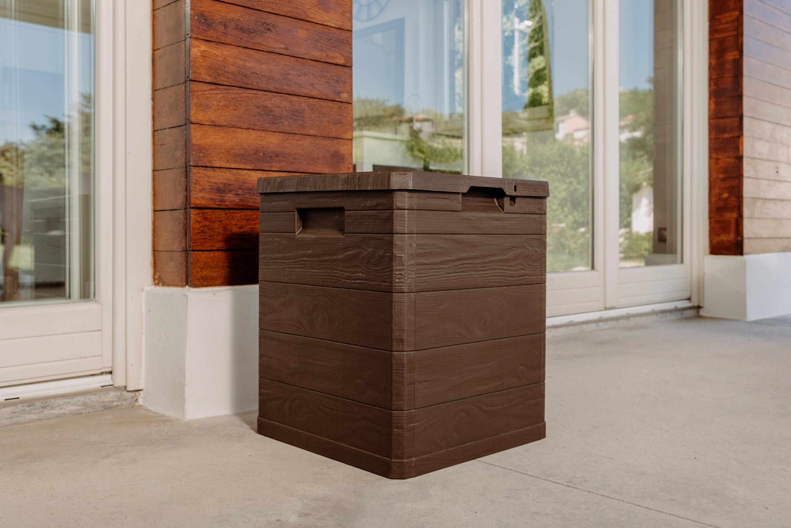 MA MAISON Bauletto Da Giardino 90 Litri - Effetto Legno, In Resina, 42.5x44x50 Cm, Resistente Ai Raggi UV - Foto 5