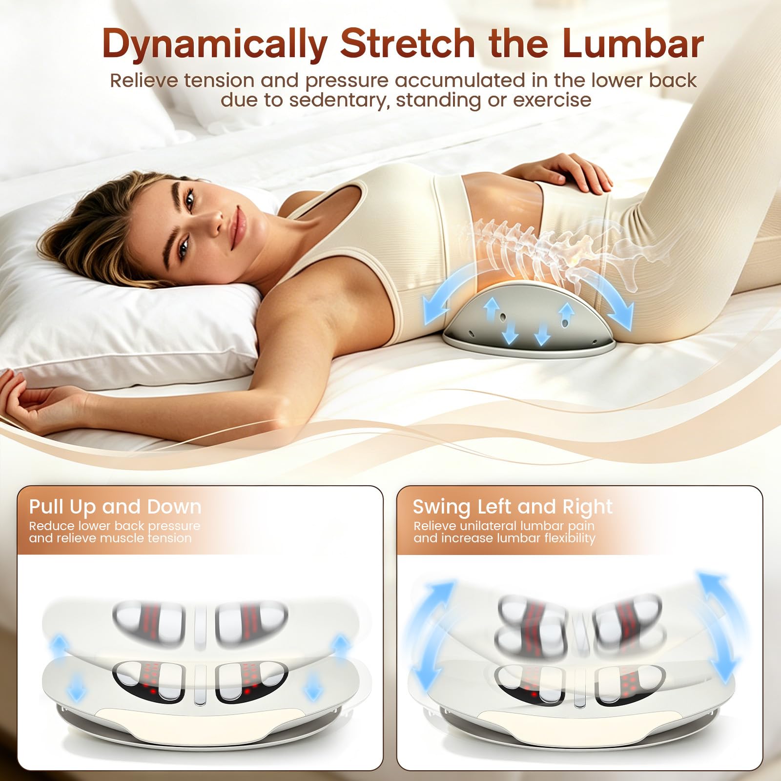 5 In 1 Rückenmassagegerät Unterer Rücken,3 Vibrationsmassage,3 Heizstufen