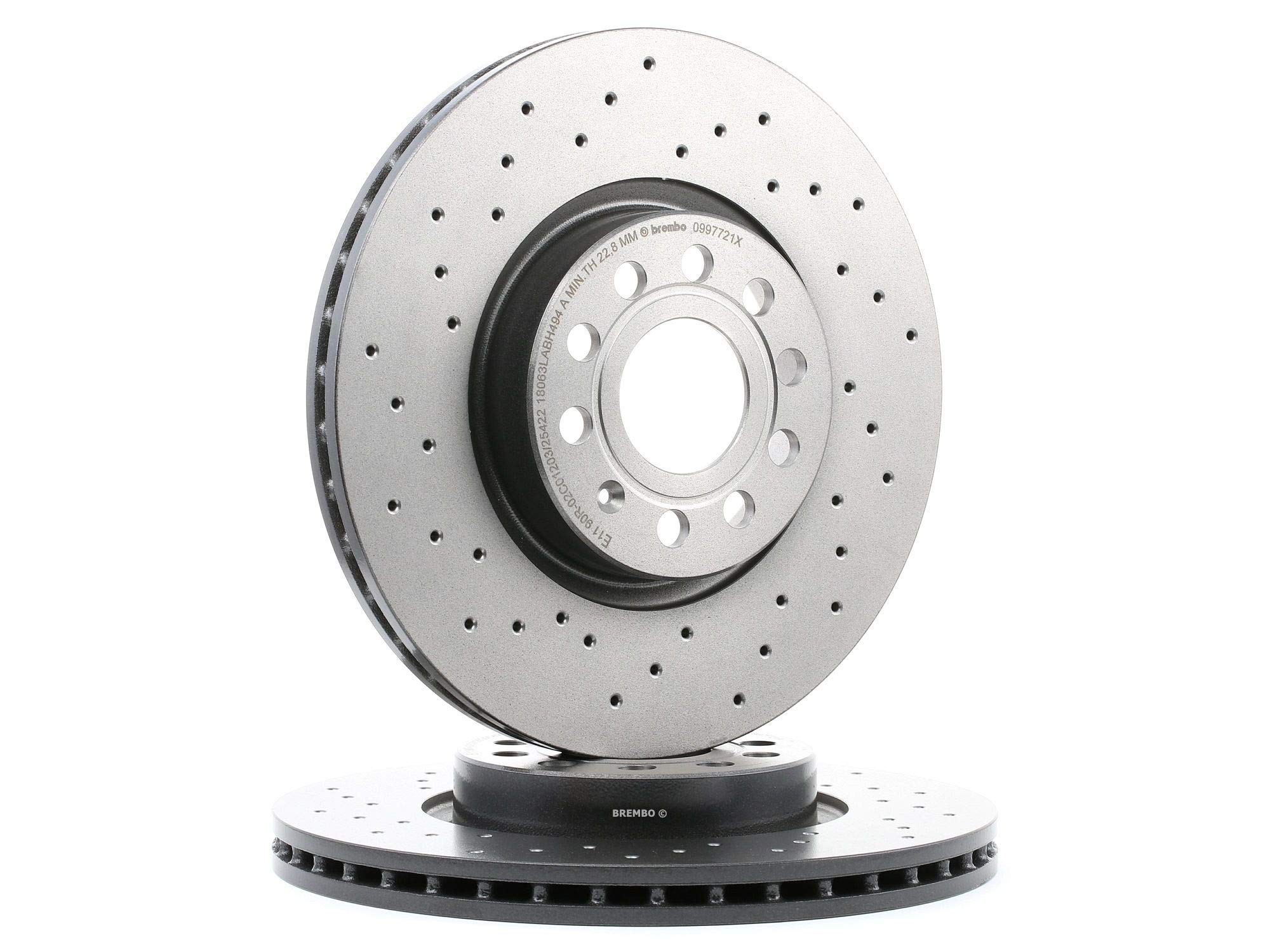 BREMBO 09.9772.1X 2x Bremsscheiben Vorne Ø312mm gelocht/innenbel. Kompatibel mit VW Golf 7 Schrägheck 5G1, BQ1, BE1, BE2 1K0615301AA 1KD615301D L1K0615301AA