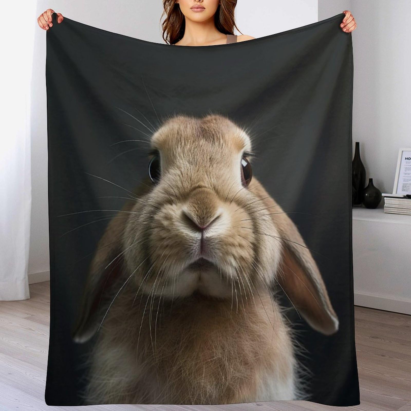 Couverture flannel lapin polaire 130x180 pour des soirées cocooning au jardin ou sur le canapé