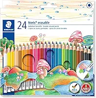STAEDTLER Lápis de Cor Apagável Noris 144 50NC24 – Estojo com 24 Cores, Com Borracha na Ponta, Mina Apagável e Resistente, Ideal para Colorir com Liberdade