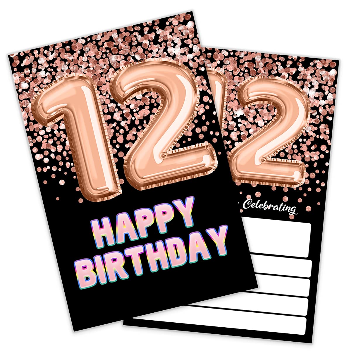 Tarjeta Número 12 Negro Dorado Tarjetas Cumpleaños Número 12 - Negro Y  Dorado, Regalo Para 12 Años Regalo Adolescente 12 Años, image size:1200x1200