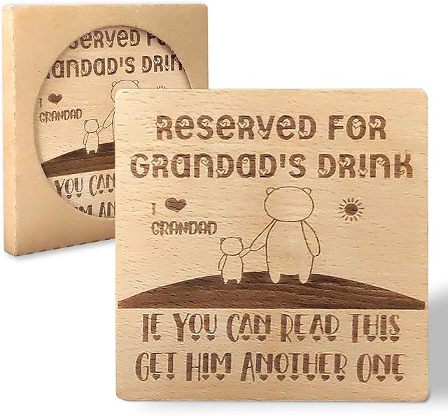 Grandad Gifts Coaster, Father's Day Grandad Gifts from Grandchildren, Funny and Unusual Gifts for Grandad Birthday Christmas, Reserved Gift for Men Great Grandad Grandfather Presents (Grandad)