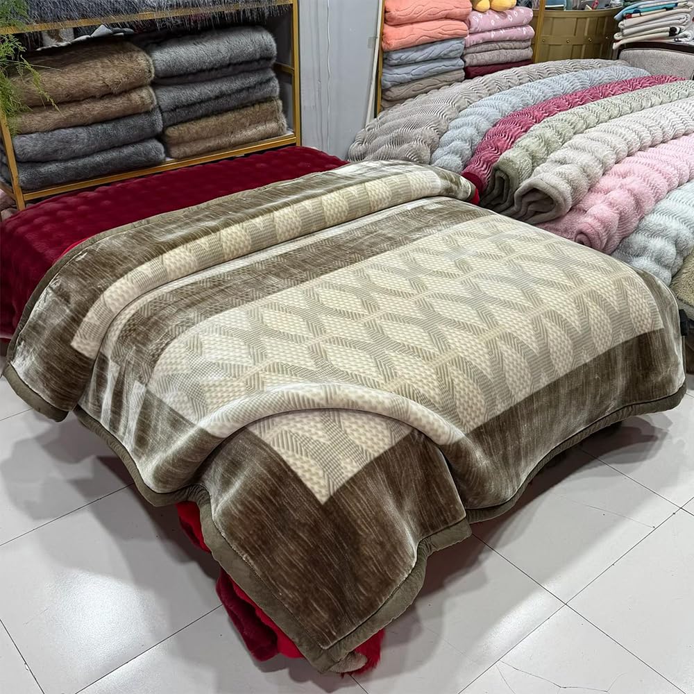 Koreański sztuczny koc polarowy z norek, 2-warstwowy, super miękki, ciepły, pluszowy, flanelowy, na mroźną zimę, łóżko, do domu, na prezenty, V, 200 x 230 cm, 5,5 kg