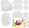 Allazone 57 PCS Mesh Plastic Canvas Sheets Kit Including 24 PCS Plastic Canvas, 12 Color Acrylic Yarn for DIY Crafts Embroidery Cross Stitch, Acrylic Yarn Crafting, Knit and Crochet Projects Style 3