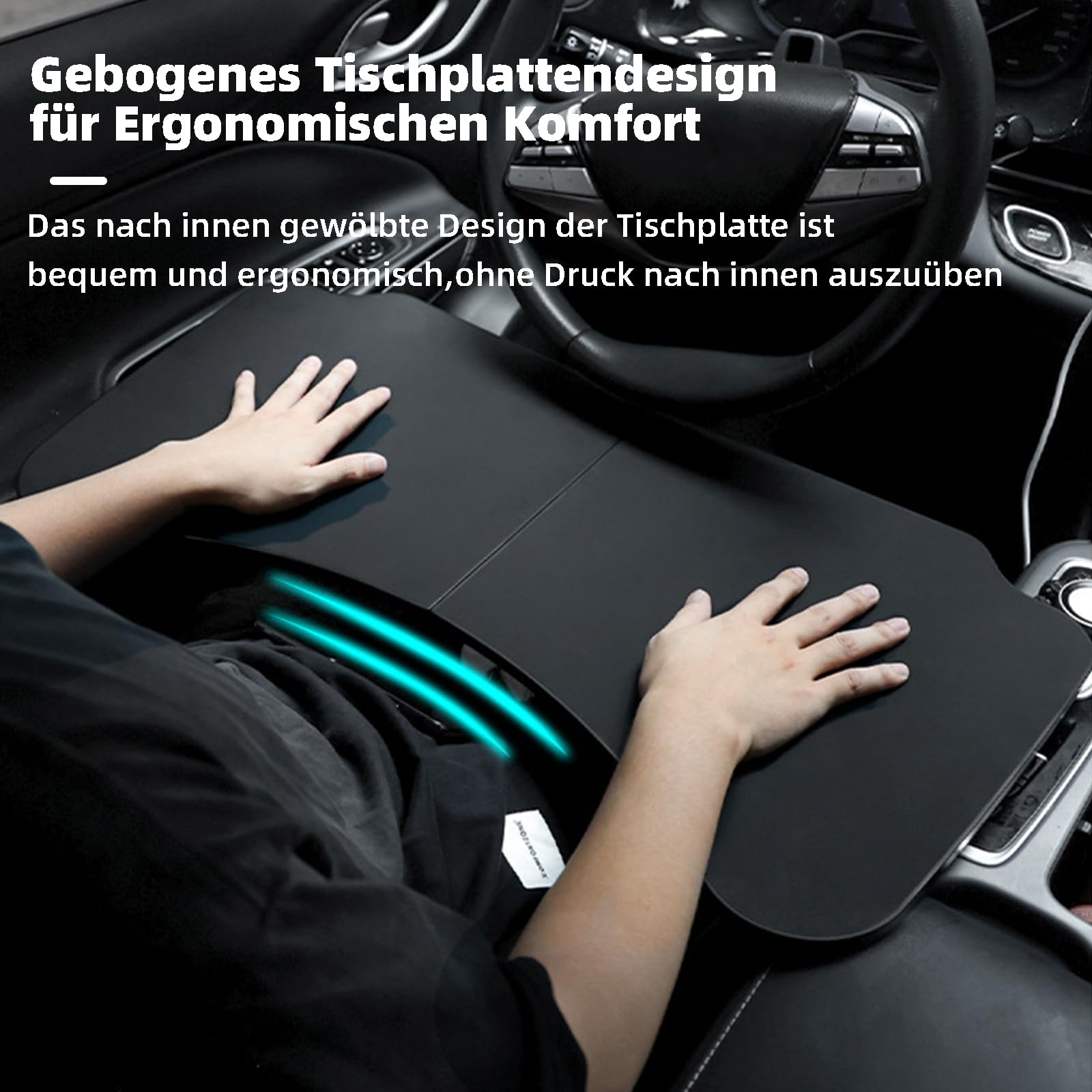 Tragbare Auto Tisch Klappbar Multifunktionaler Auto Laptop Tisch für Fahrer und Beifahrer Mobiler Auto ESS Tisch mit Ergonomischem Gebogenem Design Ideal für Arbeiten Essen und Freizeit im Auto