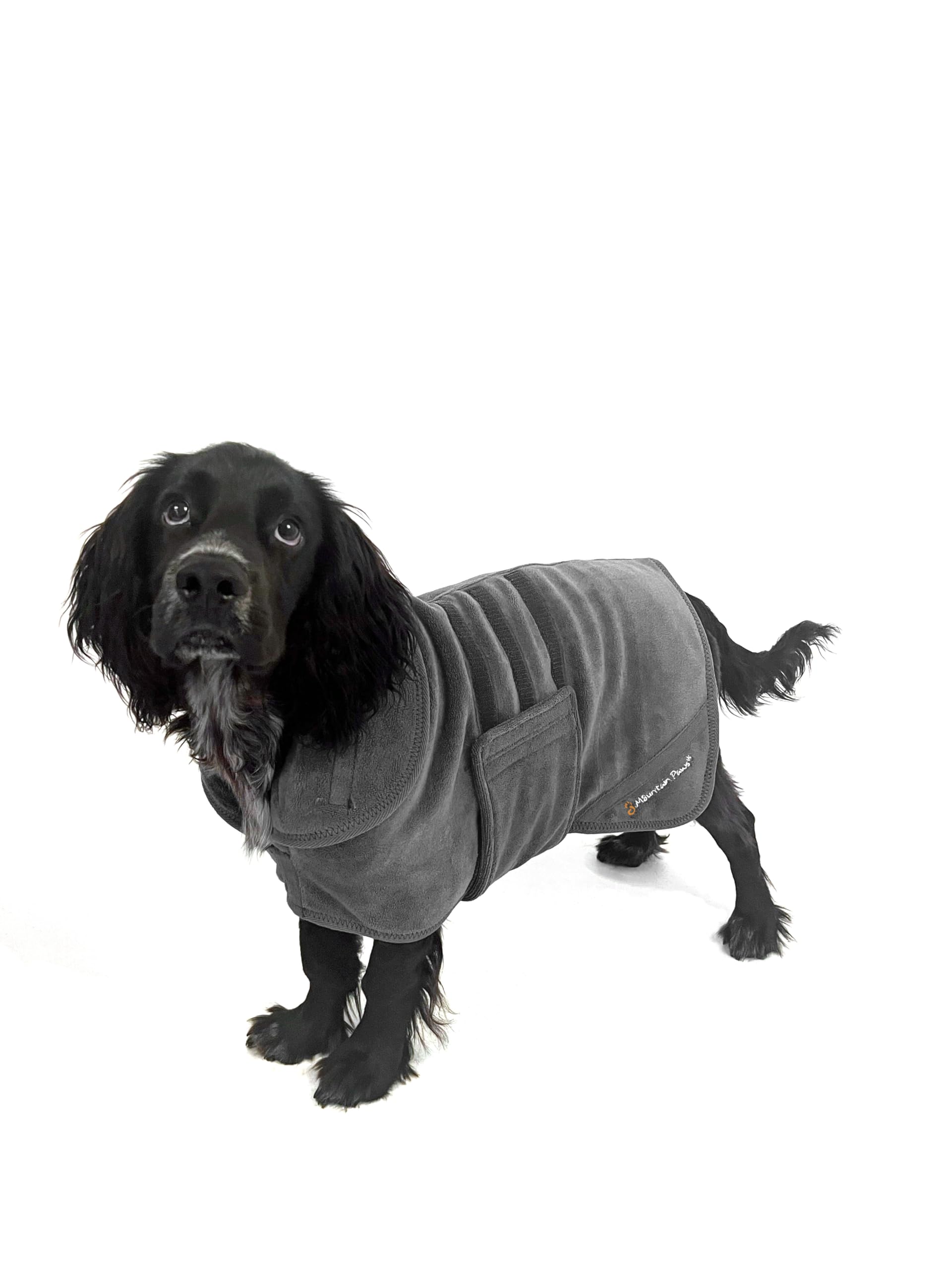 Mountain Paws Peignoir de séchage pour Chien | Peignoir en Microfibre | Peignoir Super Absorbant avec col/Capuche réglable et Sangle Ventrale | Super Doux | Séchage Rapide