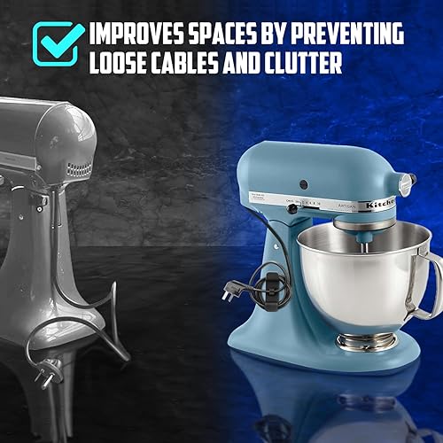 Miniatura 9 de Organizador de cables para electrodomésticos de cocina, soporte de enrollador de cable adhesivo mejorado para pequeños electrodomésticos, soporte de