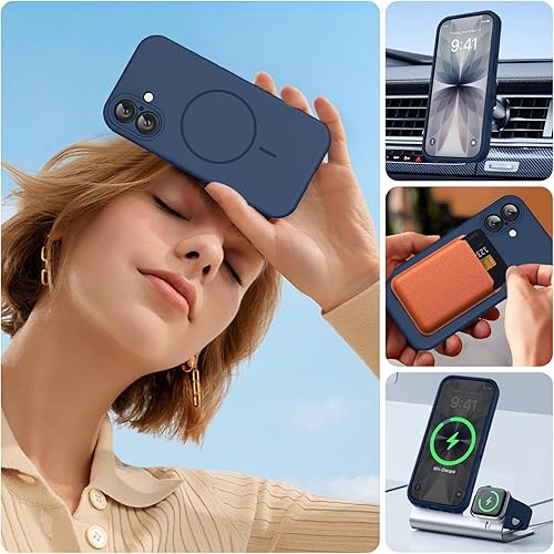 Miniatura 487 de Miracase - Funda diseñada para iPhone 11 con protector de pantalla, funda de goma de silicona líquida, protección total contra caídas y a prueba