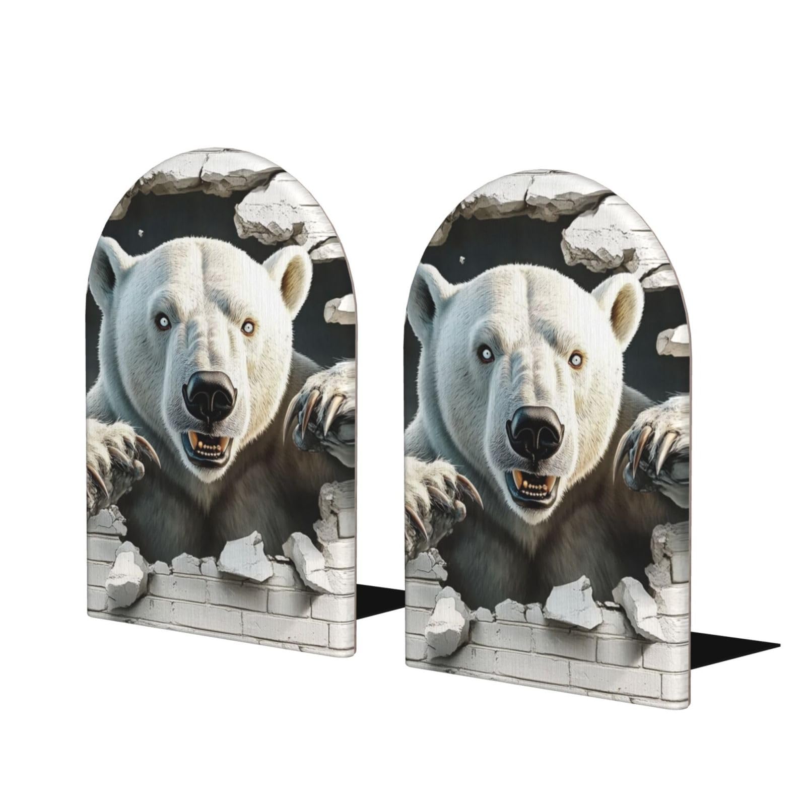 Serre-livres ours polaire 3D déco pour étagère bibliothèque et bureau