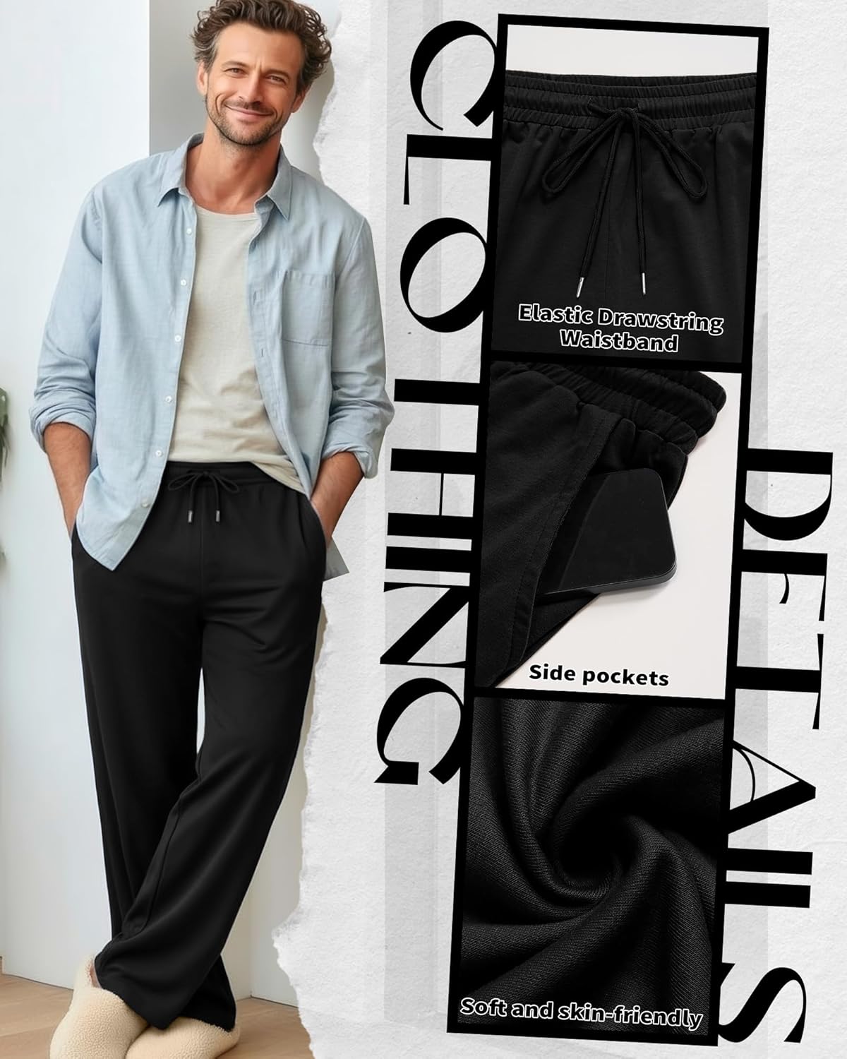 4 Pack Mens Big and Tall Sweatpants Athletic Workout Lounge Open Bottom Pants Drawstring Joggers with Pockets - Image 6