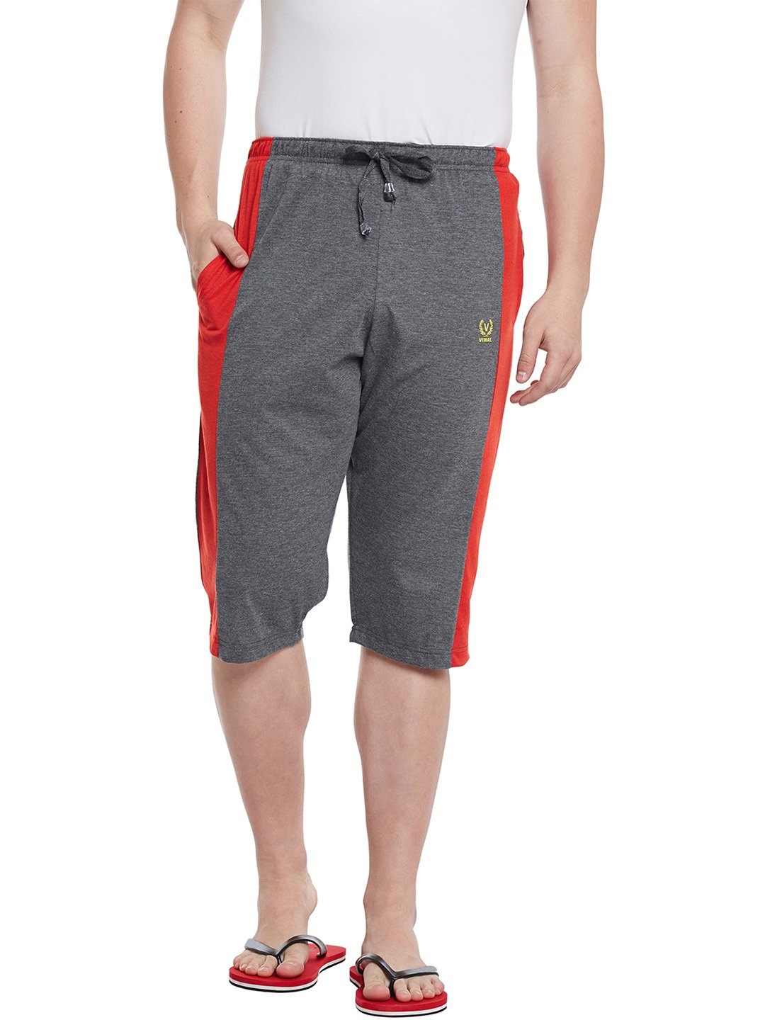 mack jonney VIMAL JONNEY Dark Gray Blended Capri for Men-picture-58