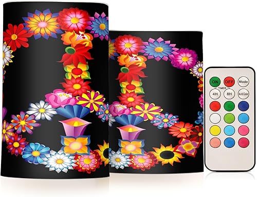 Sign Peace from Flowers Flameless Candles Battery Operated Candles with Remote LED Candles Flickering Tea Lights Fake Candles with Timer for Wedding