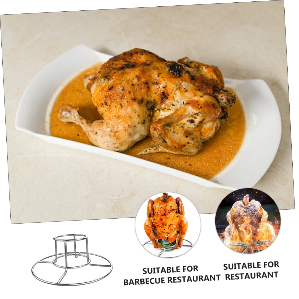 Toddmomy 4pezzi Supporto per Pollo alla Acciaio Inossidabile Rack per Birra per BBQ e Arrosto di Pollame Design Sicuro e Stabile per Cottura Uniforme