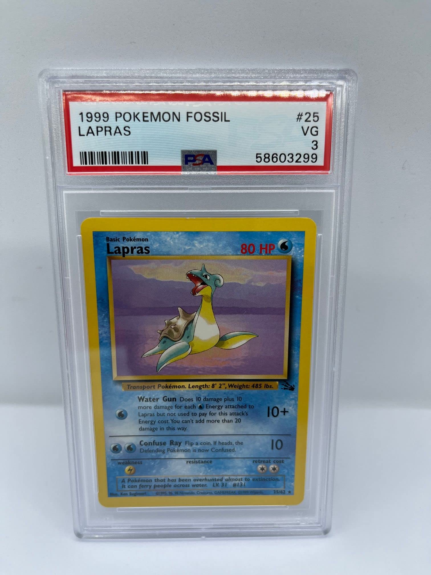 Lapras 25/62 PSA 3 Rare Pokemon Card (Fossil Pokemon 1999) + TitanCards®  Toploader : Amazon.com.be: Toys