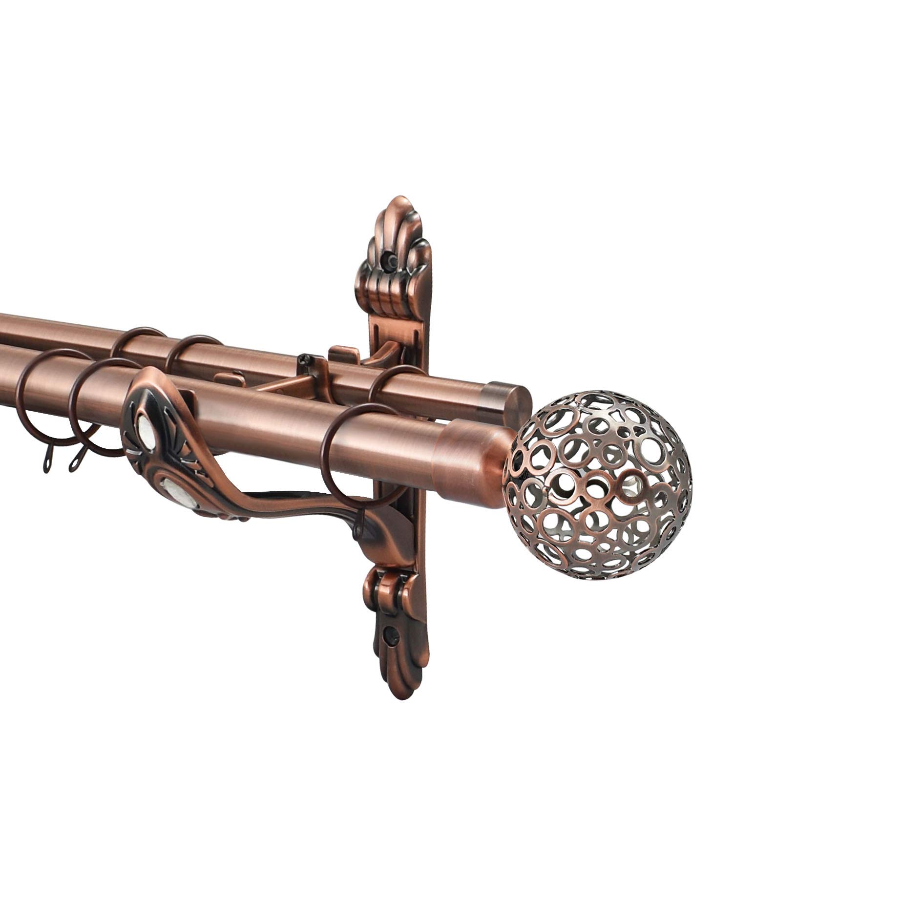 Yho Eyelet Metal Barocco Double Curtain Pole Rod Diameter 28Mm 19Mm Antique Copper (1.5M, Osaka Finial)