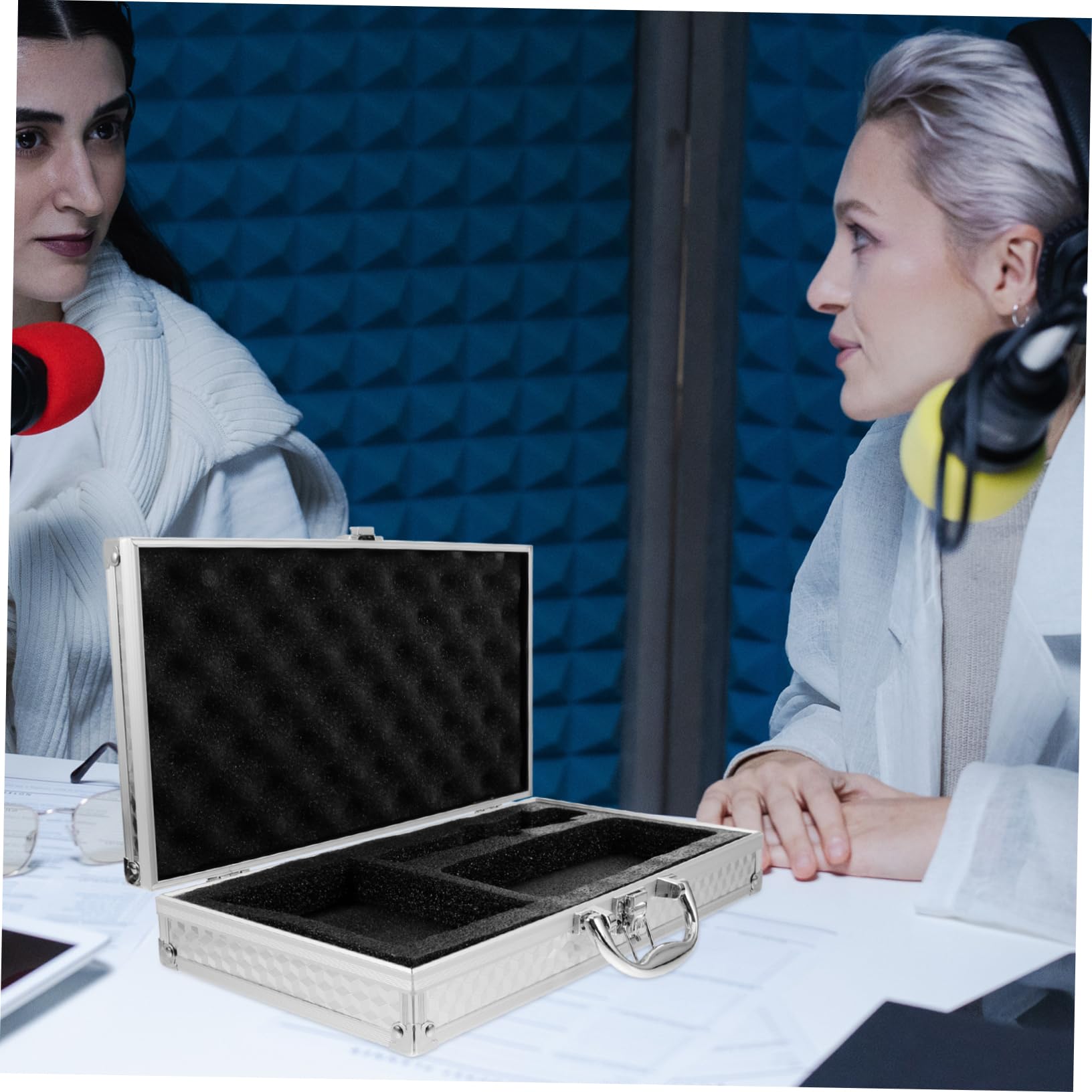 TOYANDONA Custodia Rigida in Lega di Alluminio Inserto in Spugna per Microfono Wireless e Scheda Audio, Riutilizzabile, Protezione da Urti e Cadute per Uso Outdoor