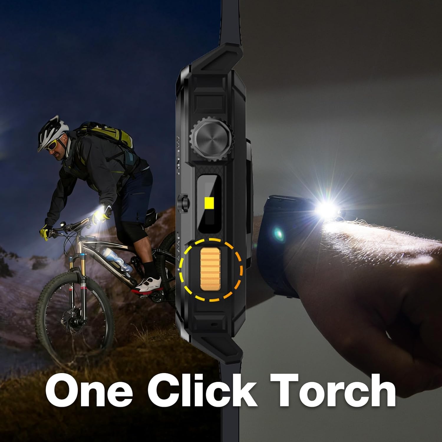 AGM L3 Ultra Rugged Smart Watch for Men/Gift, 1.95" Colorful AMOLED Display, 5ATM Waterproof, Answer/Make Calls, Heart Rate/Sleep/SpO2/Stress Monitor, Pedometer, 100+ Sport Modes for iOS & Android