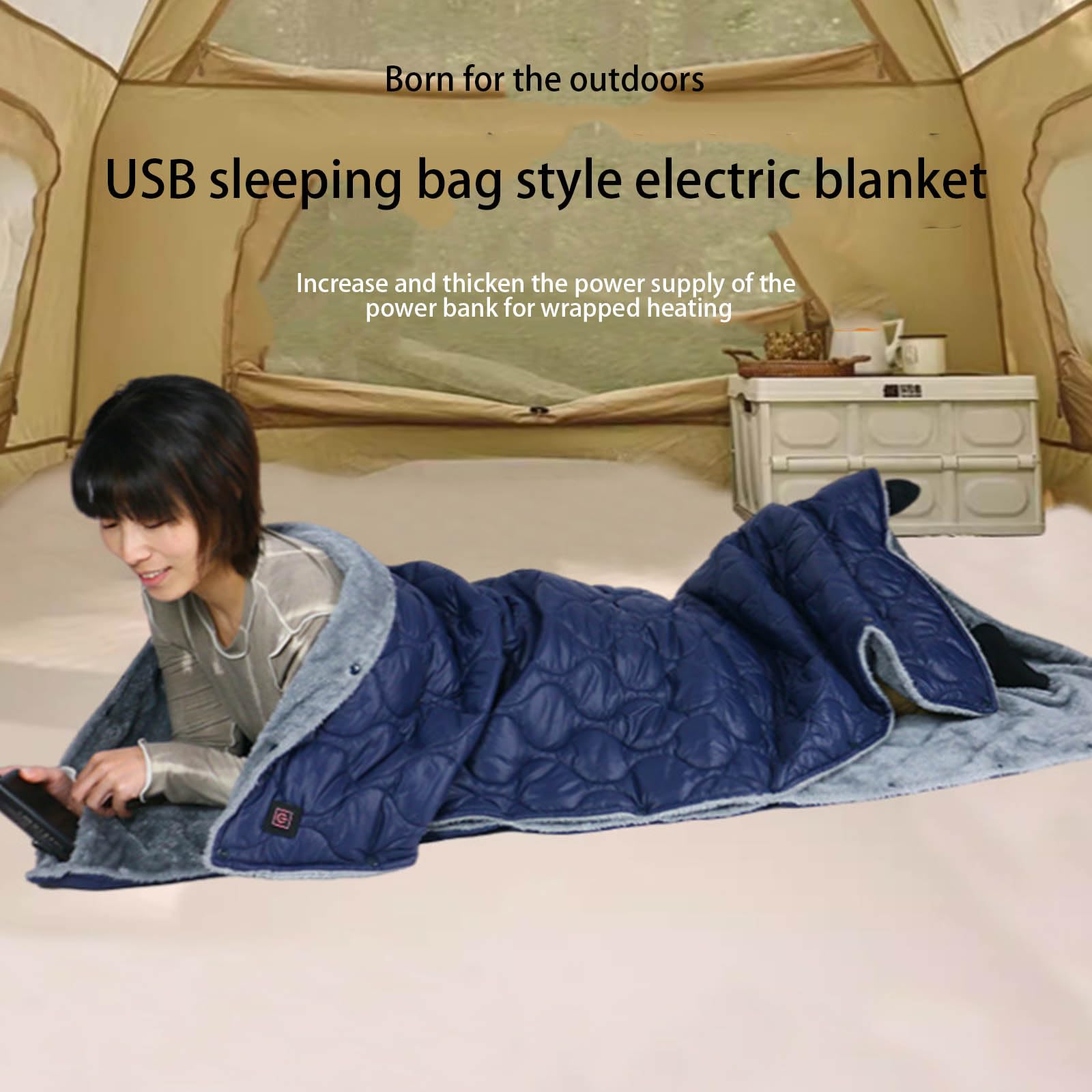 Manta térmica impermeable para mochileros con 3 enfoques de temperatura, plan denso de seguridad, 160 x 70 cm, almohadilla térmica eléctrica transportable para exteriores
