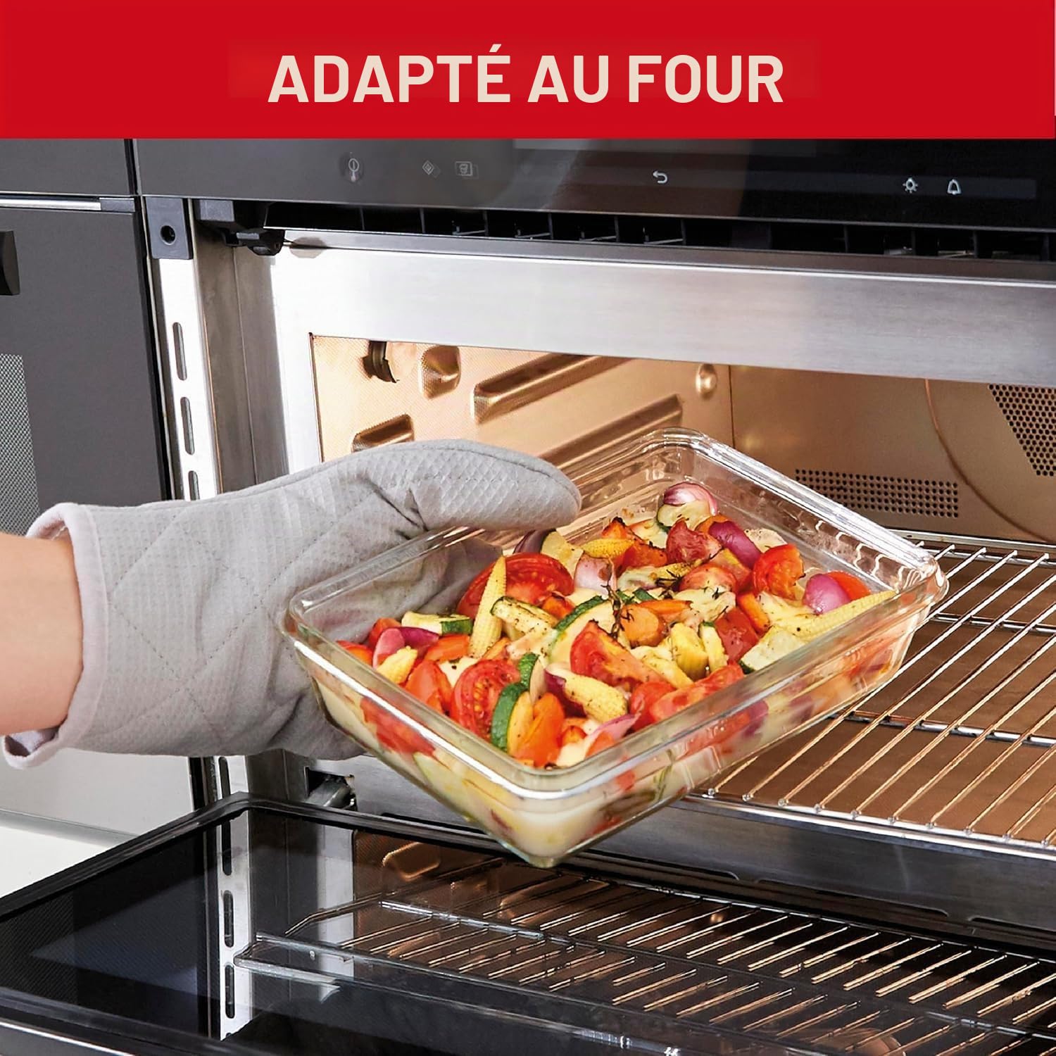 Tefal Masterseal Fresh Boîte alimentaire rectangulaire 3 L en verre, Transparent, Conservation des aliments, Empilable, hermétique, Compatible four et congélateur N1041210