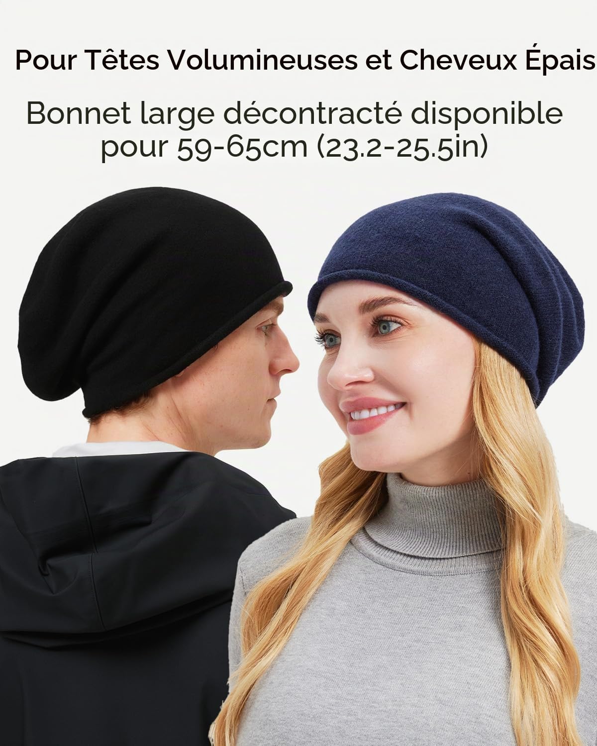 Zylioo Bonnet XXL surdimensionné pour femme et homme - Bonnet d'hiver doux et chaud - Bonnet tricoté pour femme