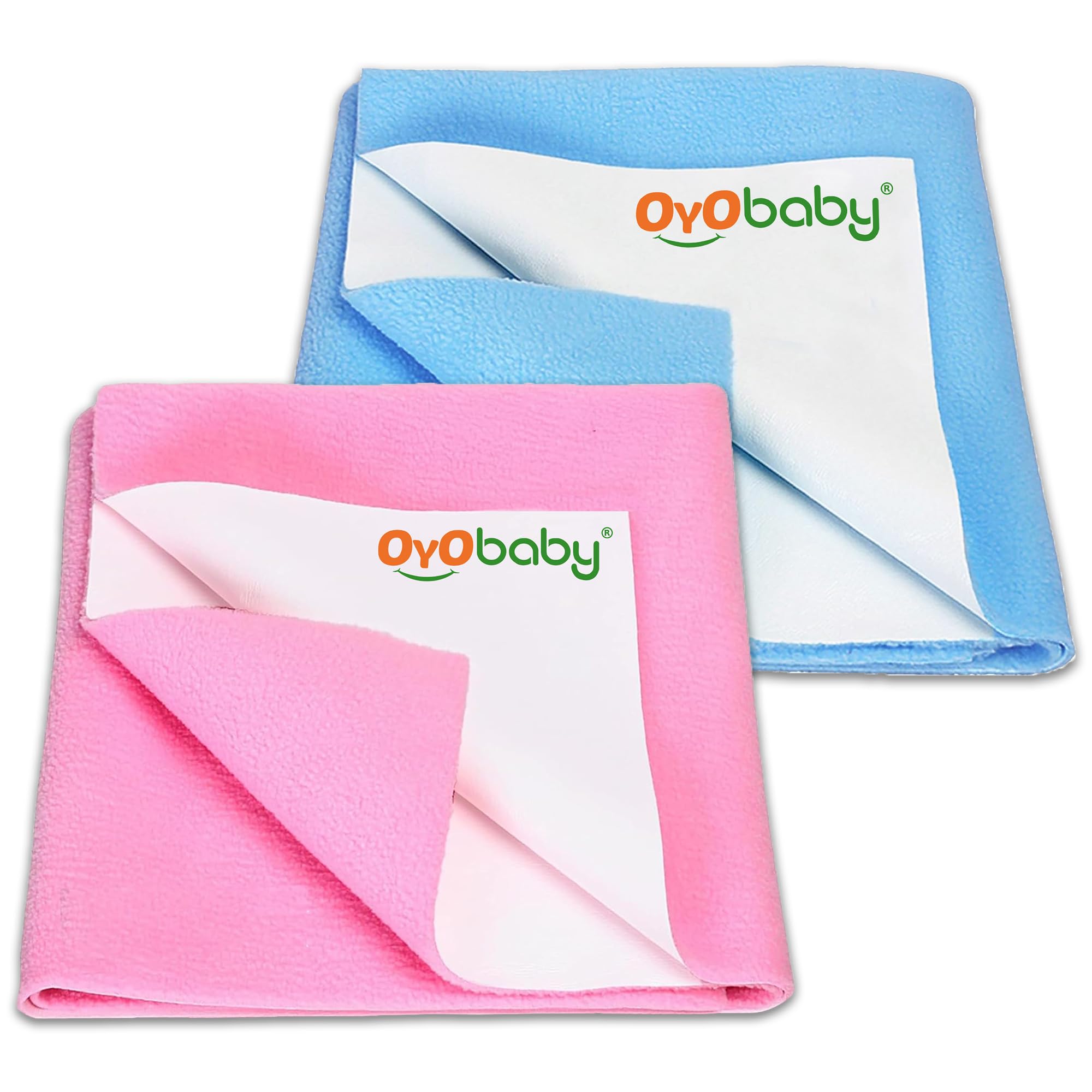 OYO BABY - Instadry Anti-Piling Fleece Extra Absorbent - Quick Dry Sheet for Baby - Baby Bed Protector - Waterproof Baby Sheet - Large(140x100 Cm)- Combo - Pink +Blue, Polycotton-image-13