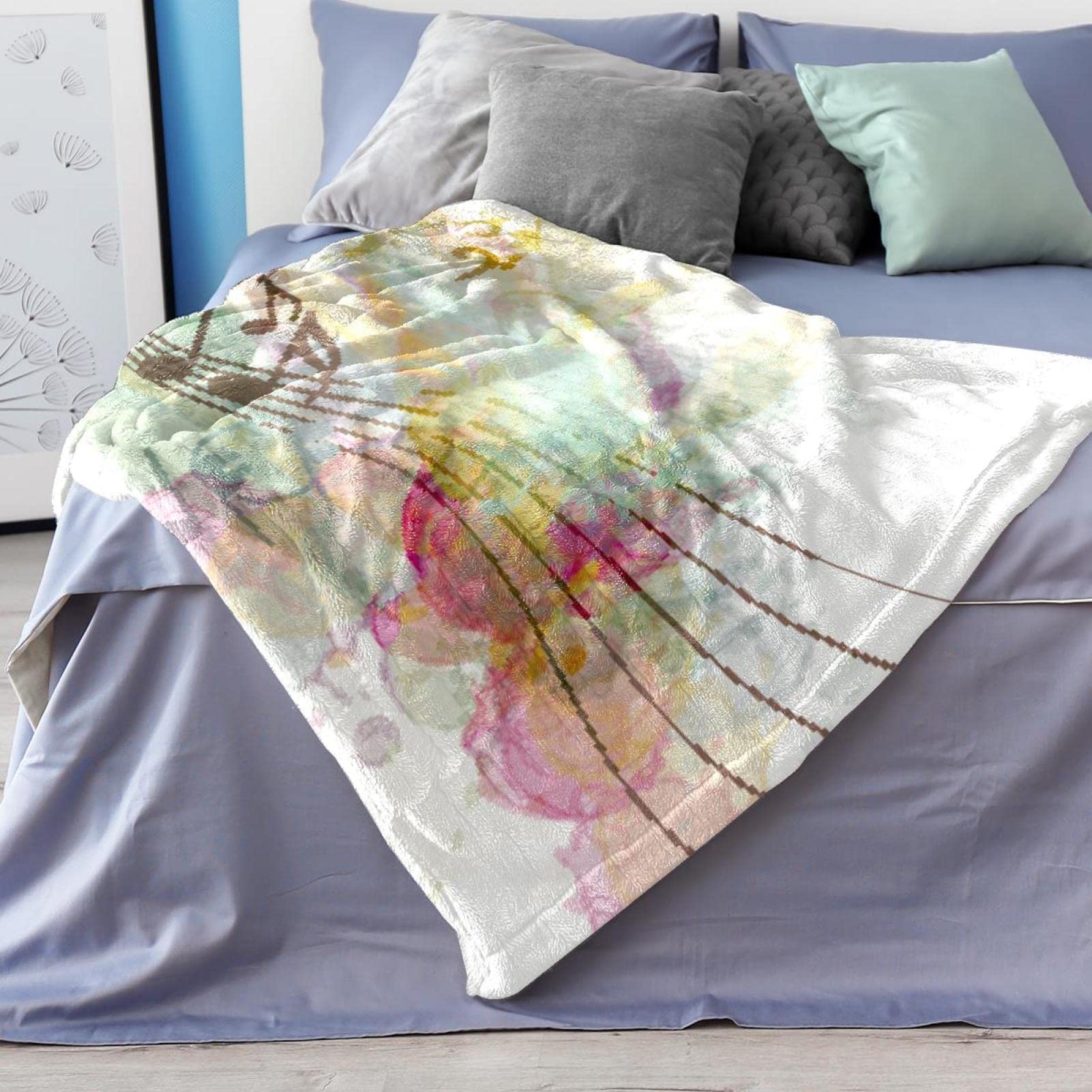 Coperta in pile per divano, divano o letto, accogliente coperta morbida musica multi pulita