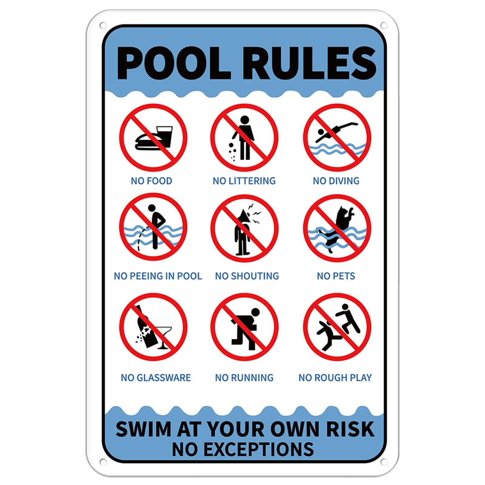 Cartello Metallo Alluminio Regole Della Spa E Piscina - Bilingue Inglese/Spagnolo - Segnale Di Sicurezza Vintage Per Esterno/Interno
