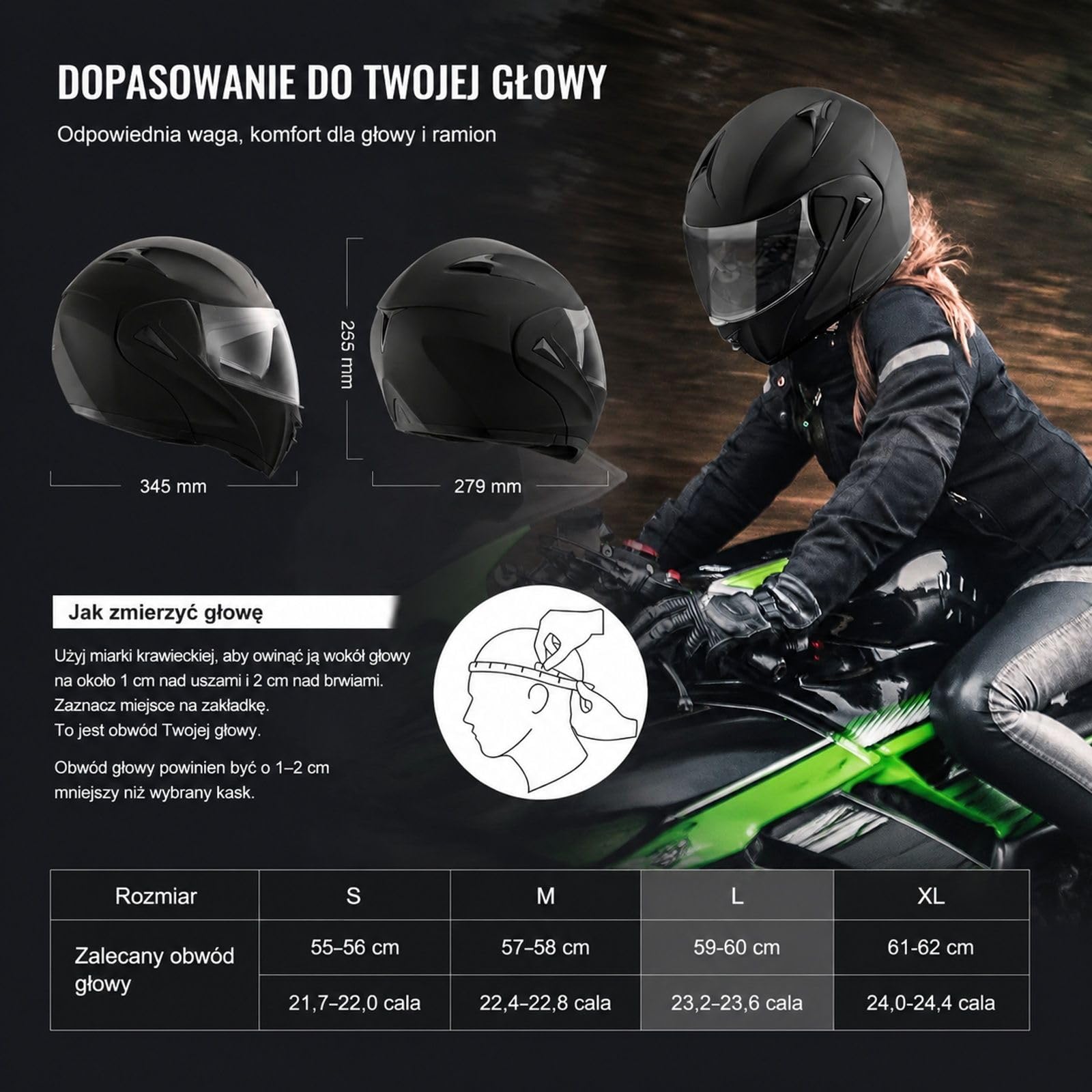 Czarny kask motocyklowy bez maski, skorupa ABS, wymienna szybka do motocrossu i jazdy