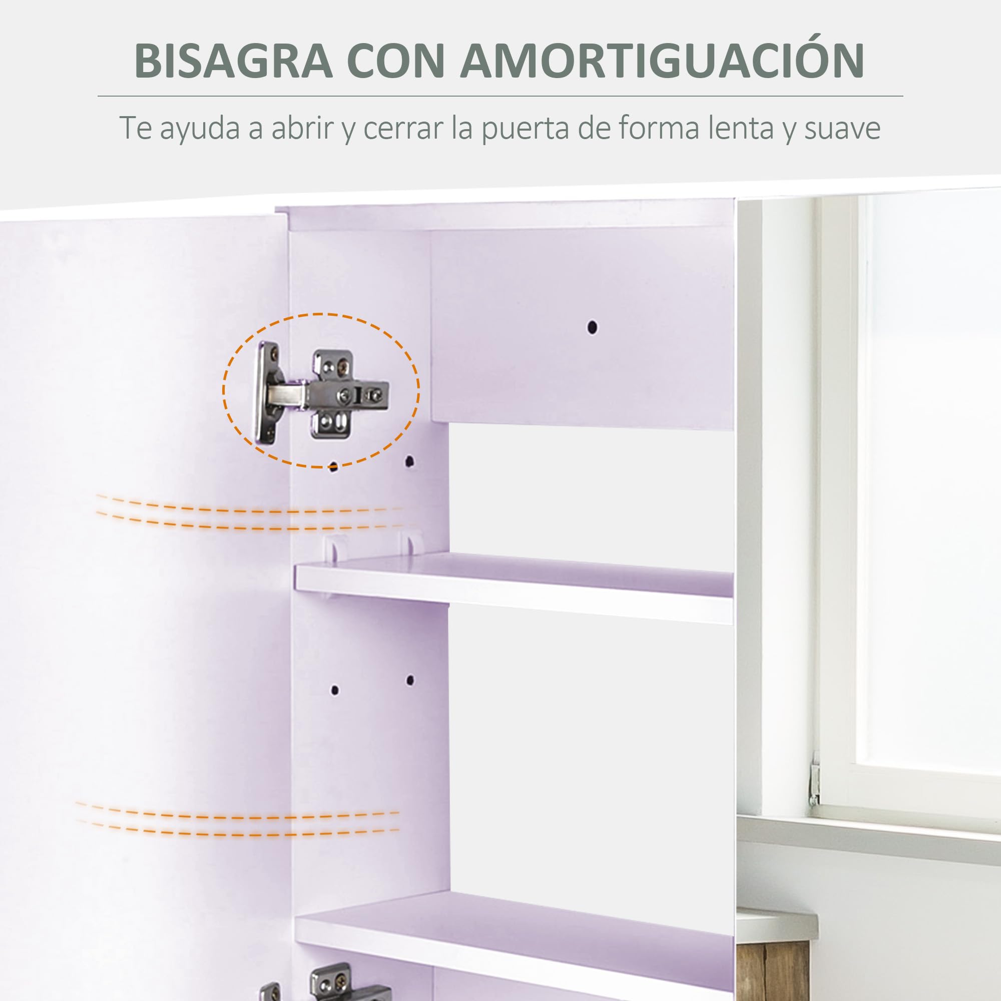 HOMCOM Armario de Baño con Espejo Estilo Moderno Armario de 2 Puertas con 3 Estantes Interiores para Salón Dormitorio 80x15x60 cm Blanco
