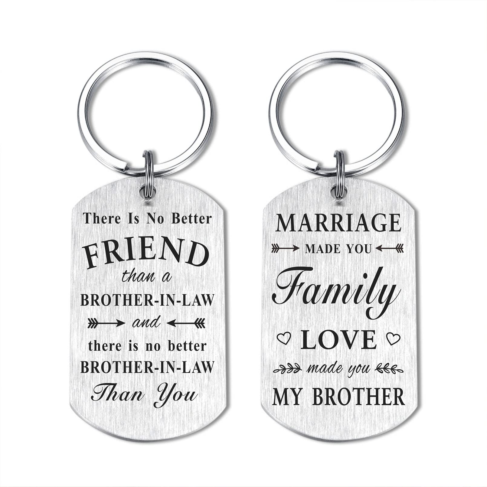 DEGASKEN Fathers Day for Brother-In-Law Birthday Gifts Keychain - No Better Brother-In-Law Than You, Marriage Made You Family, Love Made You My Brother