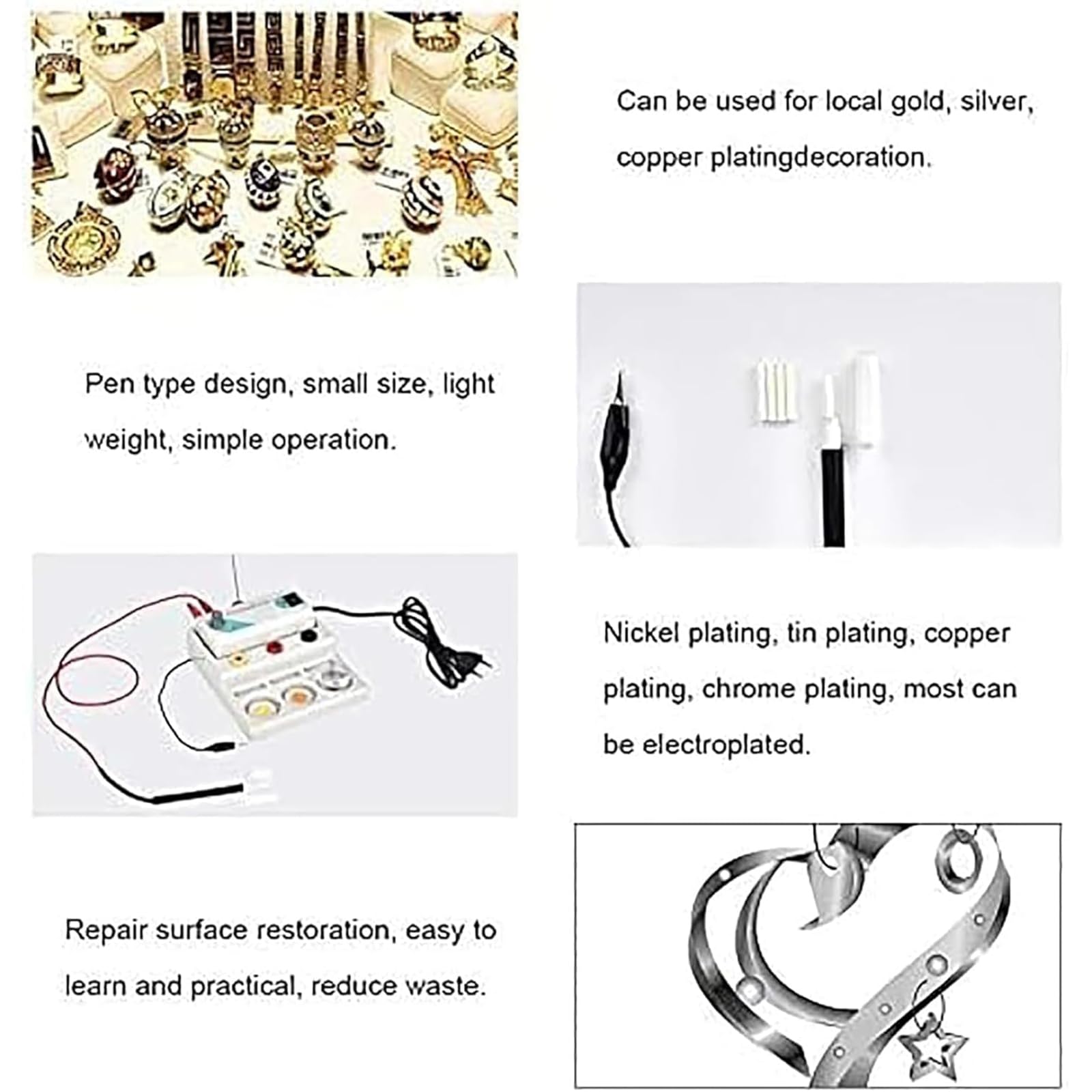 Máquina portátil de chapado de joyas, kit de galvanoplastia para oro, plata y cobre, herramientas profesionales de chapado para chapado local