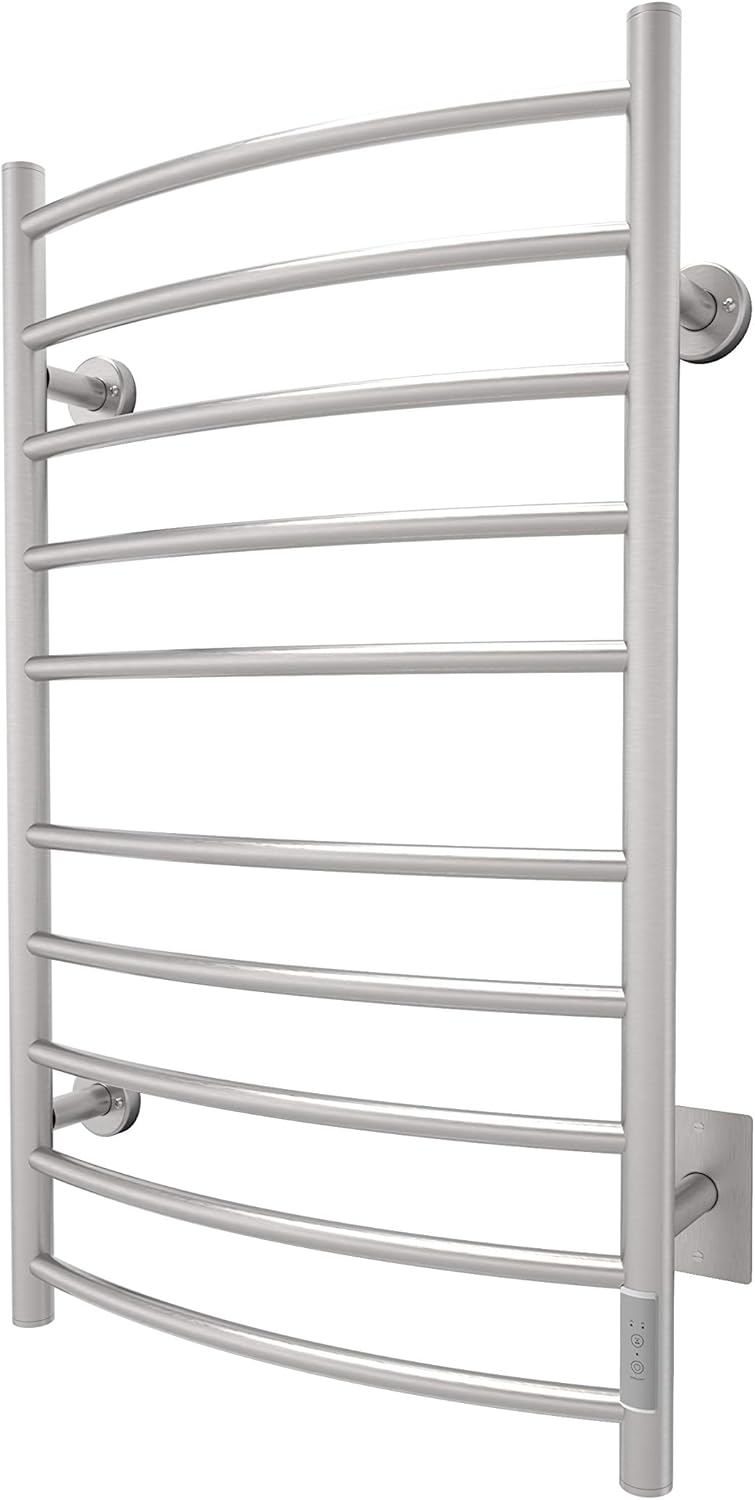 Up To 60% OFF Odass | Towel Warmer with Timer | Built-in Timer with Led Indicators | 3 Timer Modes: ON/Off, 2 H, 4 H | Wall Mounted | 10 Curved Bars | (Brush Nickel)