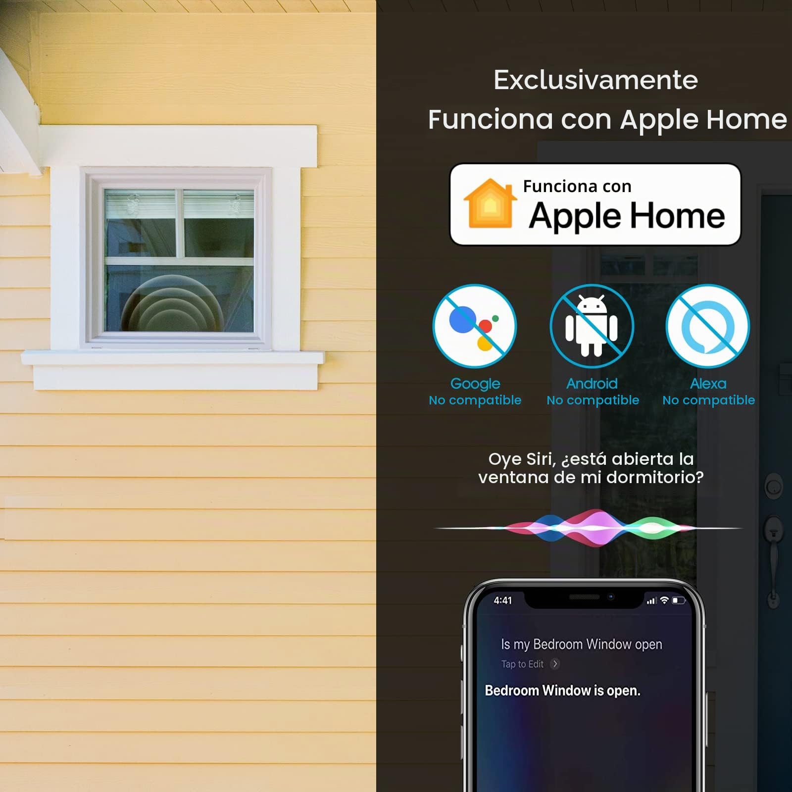 Onvis Sensores de Puertas y Ventanas Thread, Bluetooth Sensor de Contacto Inteligente Inalámbrico para Sistema de Alarma y Domótica, Compatible con Apple HomeKit, No Requiere HUB (1 Unidades)