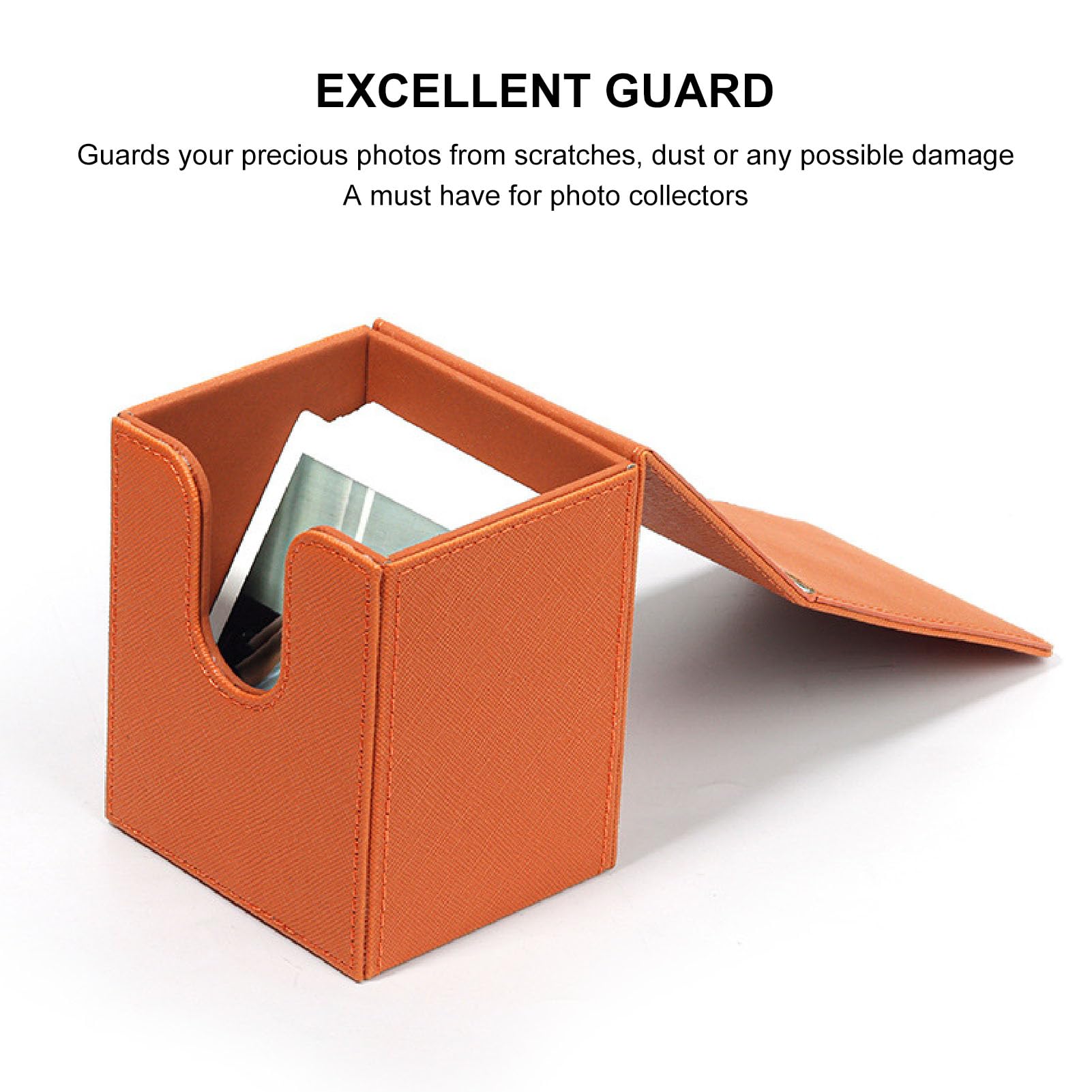 Photo Storage Box with Magnetic Lid, PVC Picture Storage Box For Photos, 3 Inch Photo Storage Containers for Cards Pictures Stamps Office Supplies (Brown)