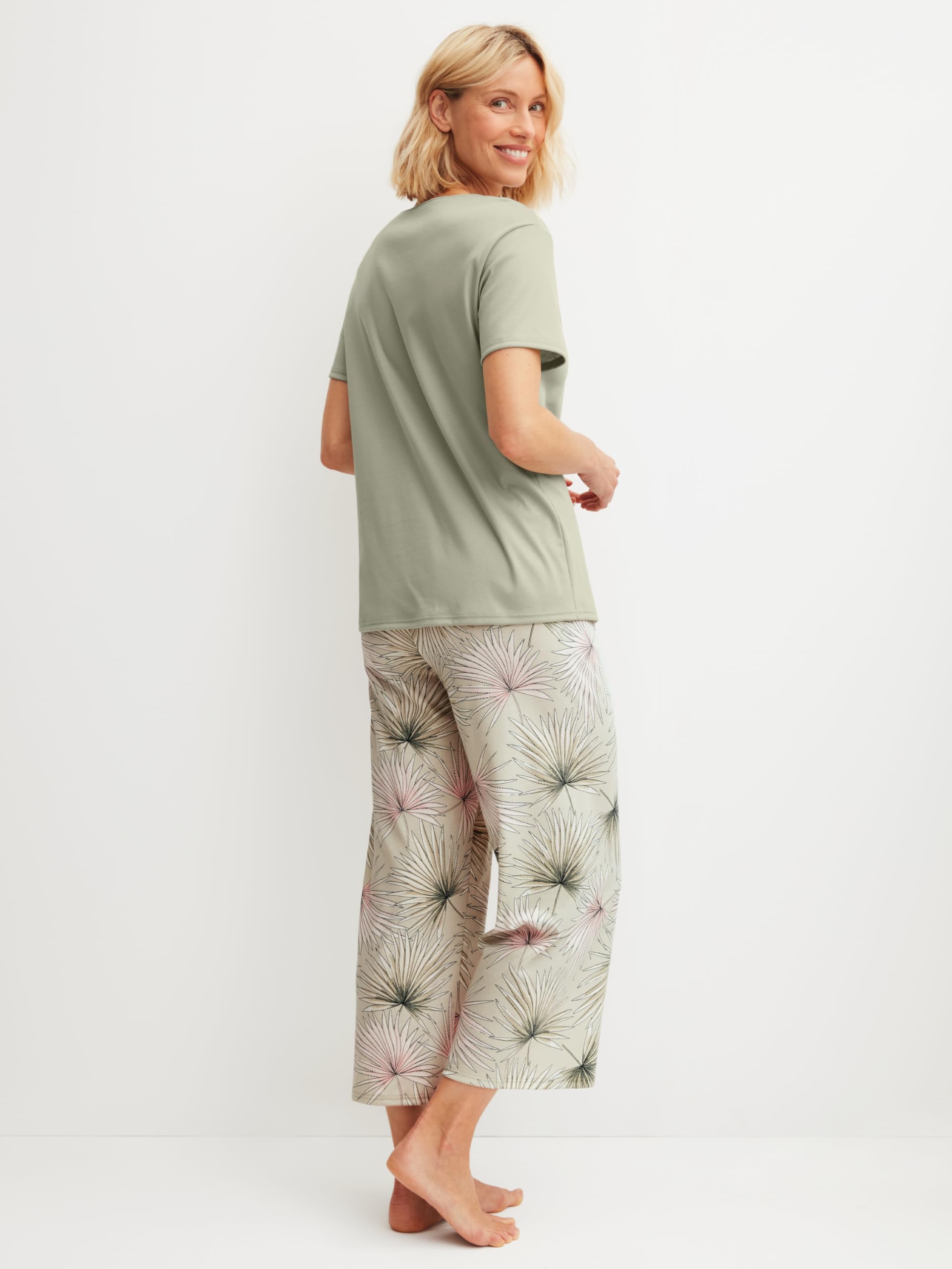 CALIDA Leaf Dreams 7/8-Pyjama Damen | Schlafanzug, swiss+cotton Qualität, atmungsaktiv, hautfreundlich, pflegeleicht