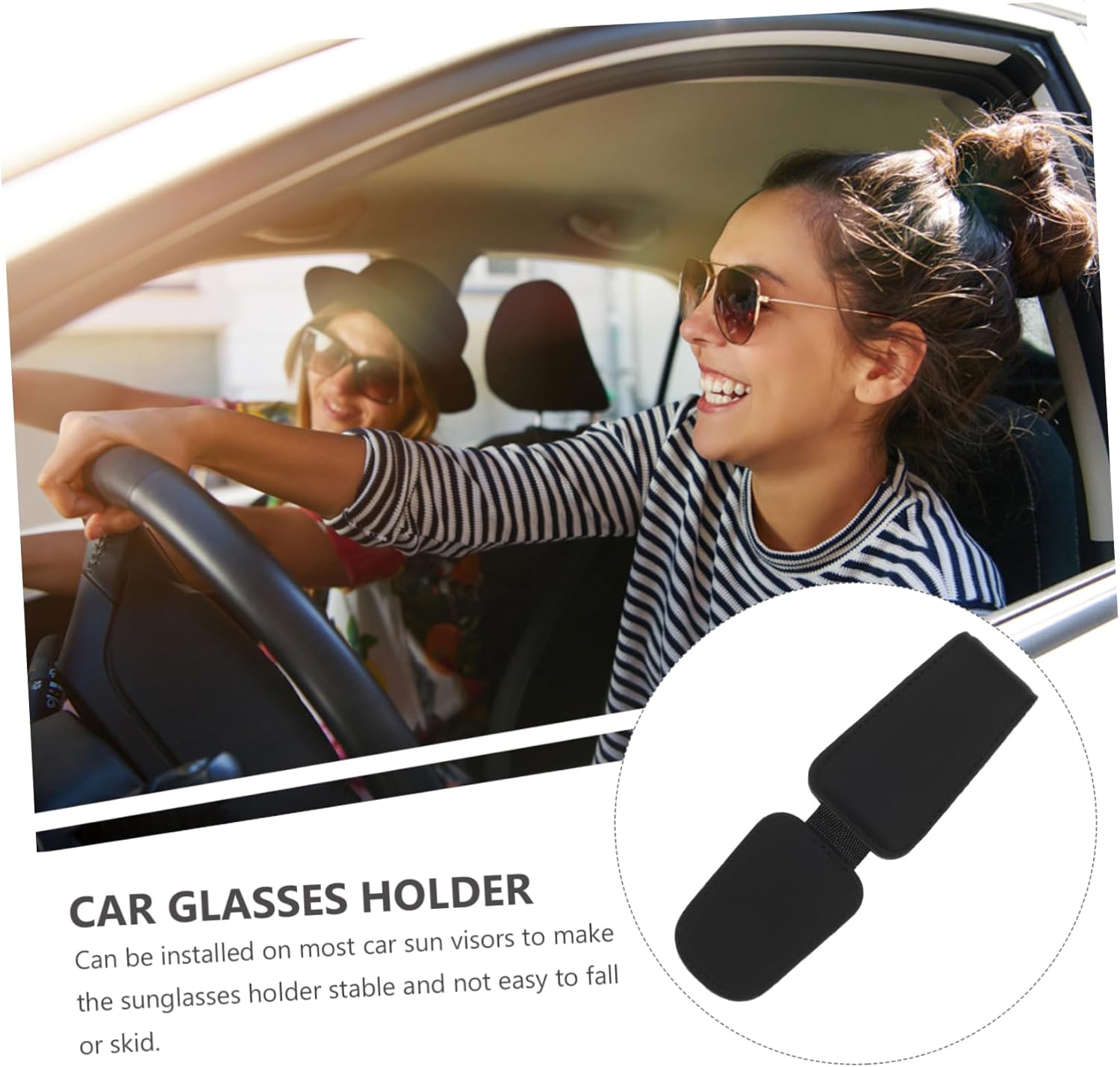 TENDYCOCO 5pcs Car Glasses Holder Visor Vanity Mirror Clip Cap Sunglasses Protective Multiple Stickers Eyeglasses Holders Goggle Sun Visor for Car Glasses Organizer for Car Black Leather