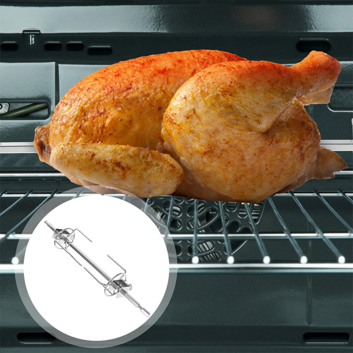 Beaupretty Set 2 Forchette per Pollo Arrosto in Acciaio Inossidabile Rotazione per Forno Elettrico, Facili da Pulire e Riscaldamento Uniforme per Grigliate e Arrosti in Cucina