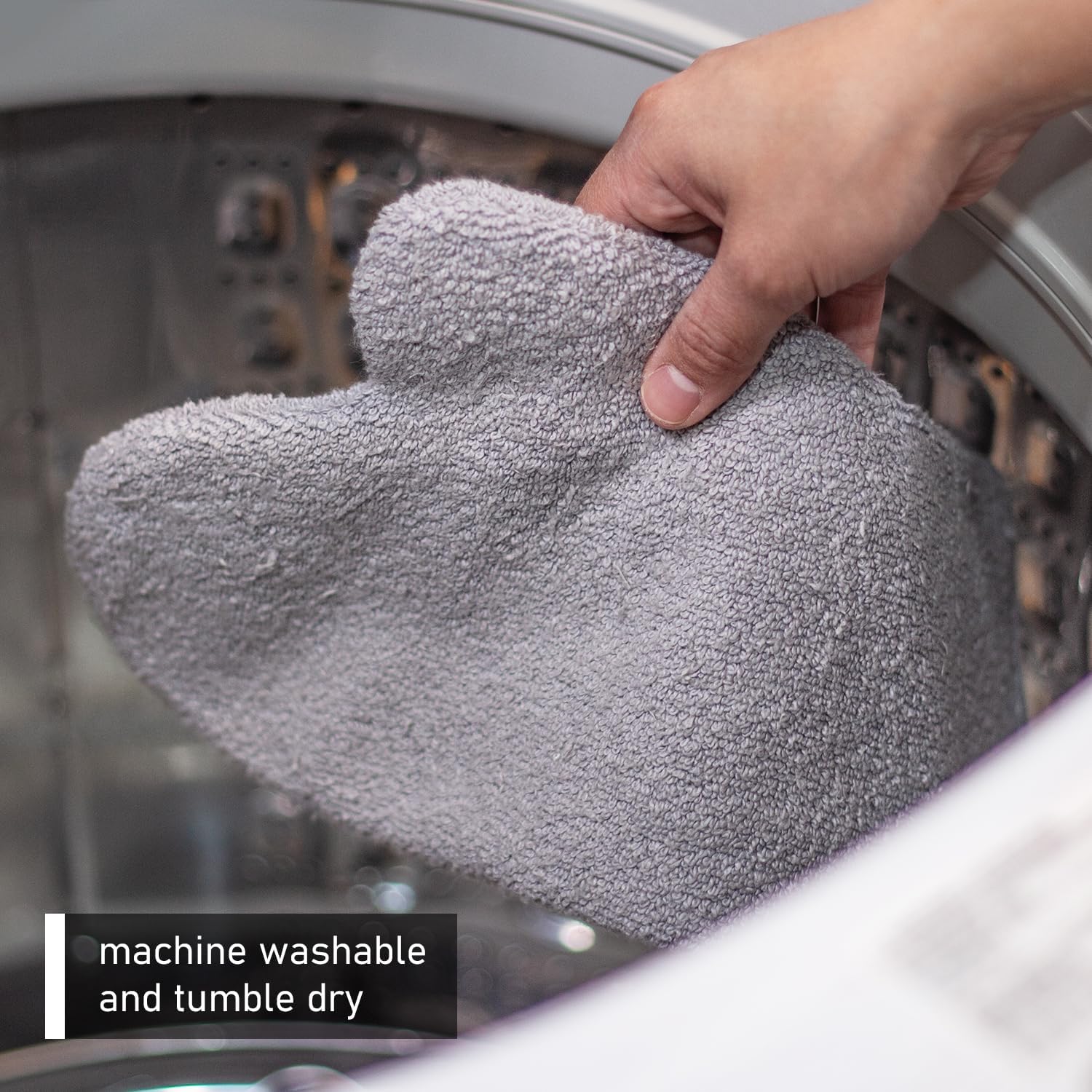 100% Cotton Set of 2 Heavy Duty Heat Resistant Machine Washable Made in America Oven Mitts (Gray)