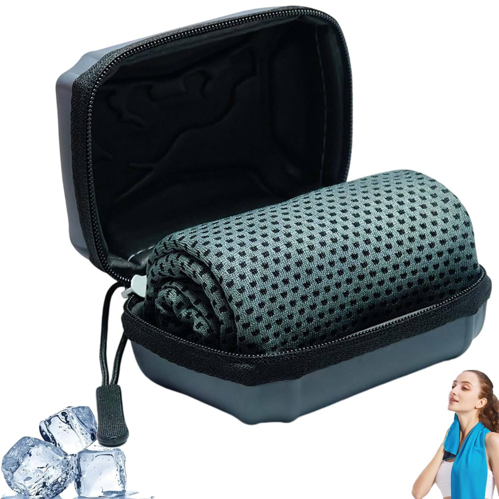 Cooling Towels, Cooling Towels for Hot Weather, 30x80 cm Breathable Instant Quick Drying Ice Cool Microfibre Towel, Cool Towels for Extreme Heat for Gym Workout Running Yoga Camping (Black, B)