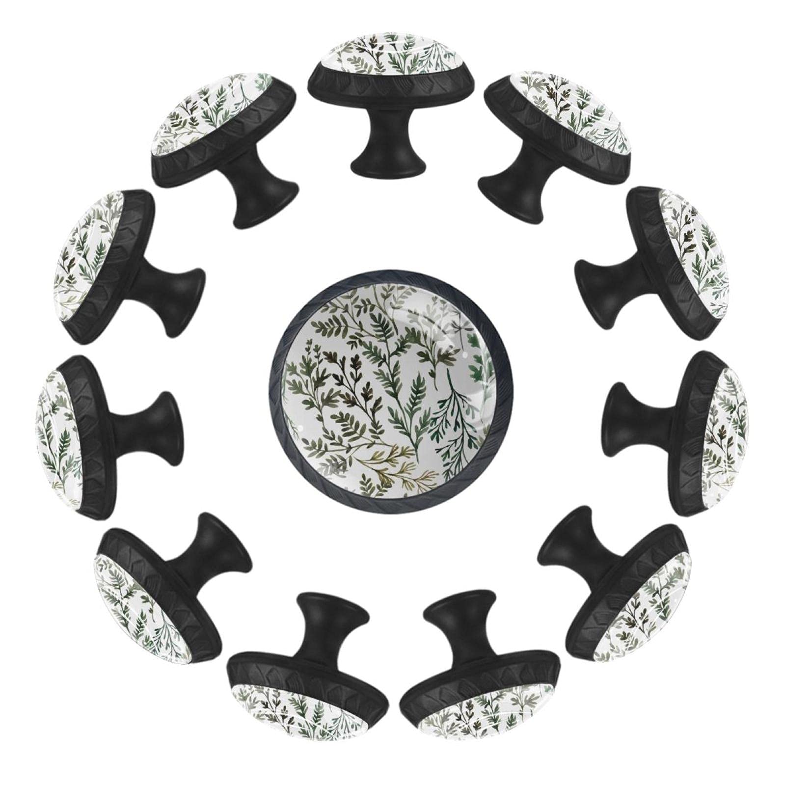 Boutons de tiroir 35 mm lot de 12 poignées rondes feuilles de plantes pour commode