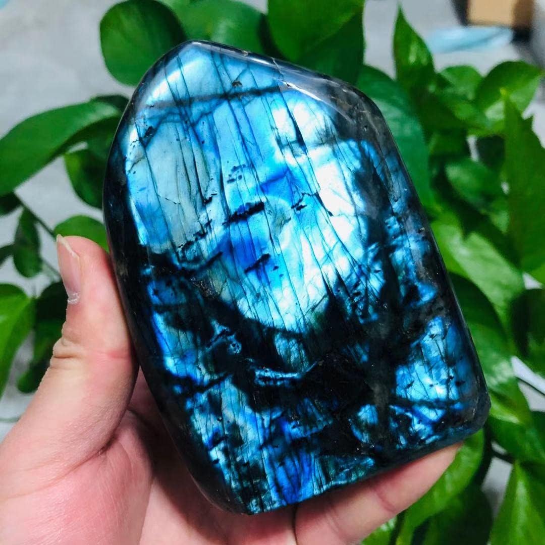 天然水晶の原石 天然水晶原石標本 200 グラム-2100 グラム天然派手なラブラドライト水晶石ディスプレイ用 1 個ストーン (C