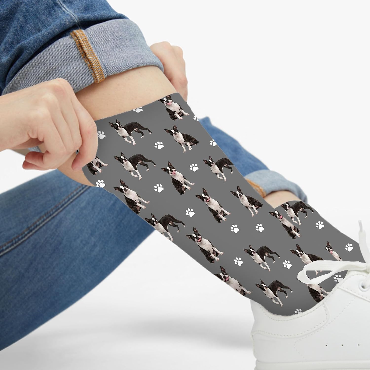 Funny Boston Terrier Crew Socks,Cute Dog Athletic Running Socks