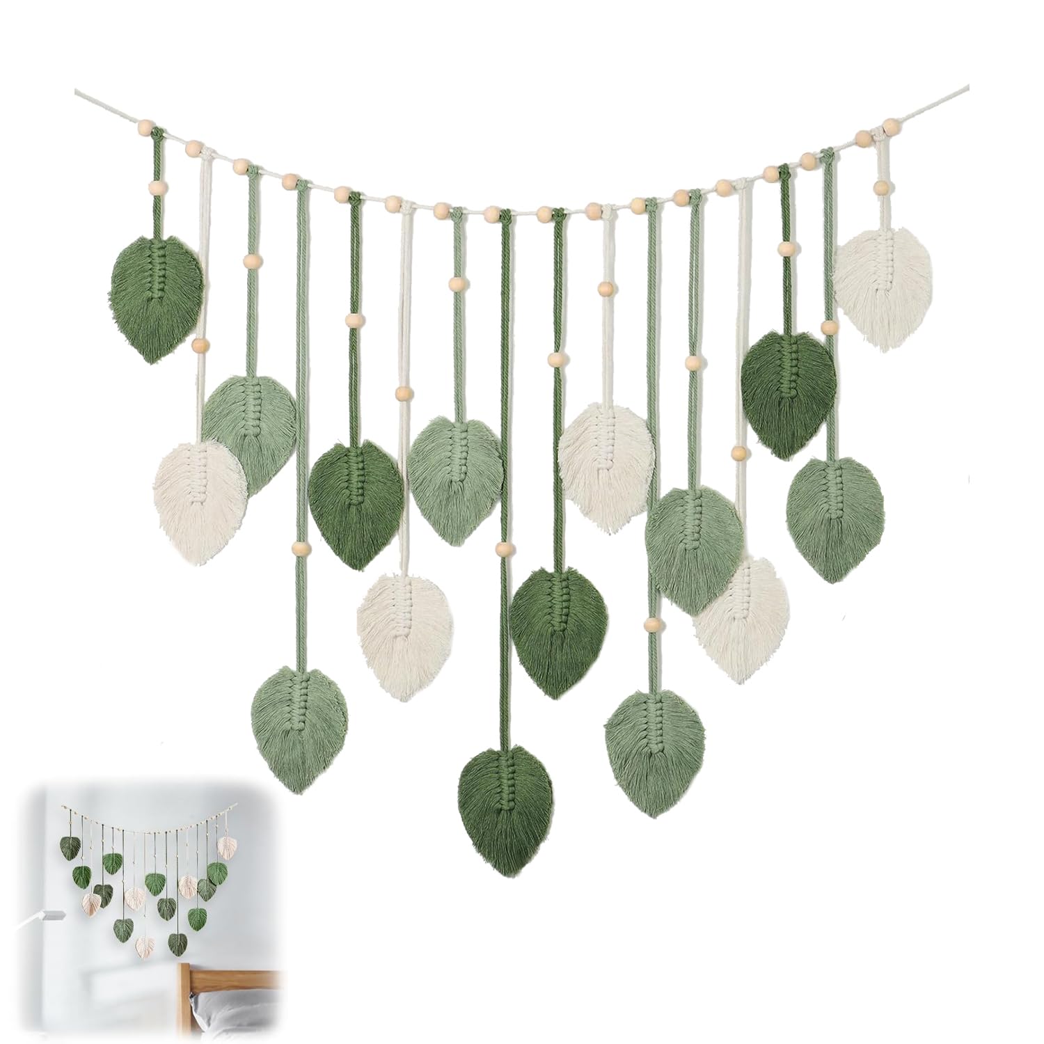 Boho Macrame Woven Wall Hanging, Matrimonio, Ornamento da Parete, Modern Bohemian Arazzo Wall Art Decor per la casa, Decorazioni per Feste, Appartamento G 50x95cm (19,7x37,4 Pollici