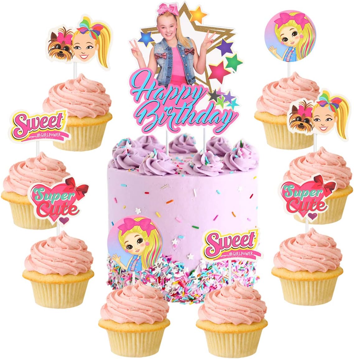 25 Jojo Cake Topper Cupcake Toppers for Jojo Unicorn Birthday Party Decorations
