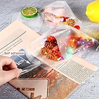 Vista 3 de Juego de 500 bolsas autoadhesivas para golosinas, de 3.9 pulgadas, de celofán con lunares blancos, para fiestas, para piruletas, dulces, chocolates