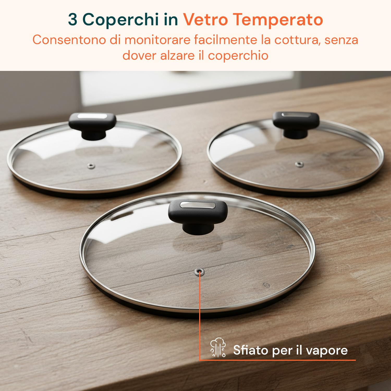 Avilia - Batteria di Pentole e Padelle 13 Pezzi Antiaderenti per Induzione, Gas ed Elettrico - Alluminio con Coperchi in Vetro Temperato e Manici Ergonomici - Cottura Sana senza PFOA
