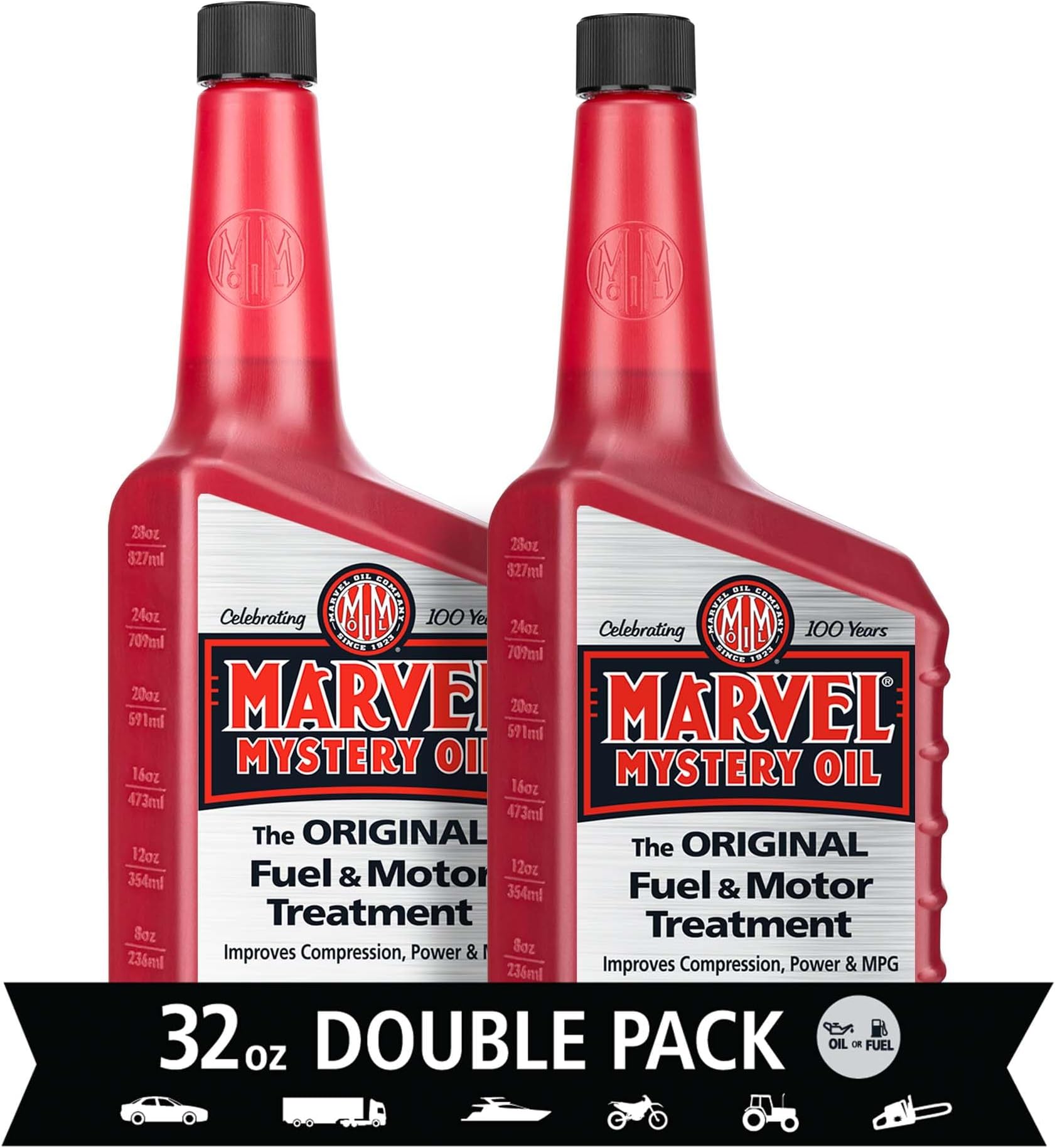 Marvel Mystery Oil Original Motor Treatment, Engine Oil & Fuel Treatment Additive, Cleans and Lubricates Fuel System, Prevents Leaks, Improves Engine Performance and Fuel Economy, 32 oz. (Pack of 2)