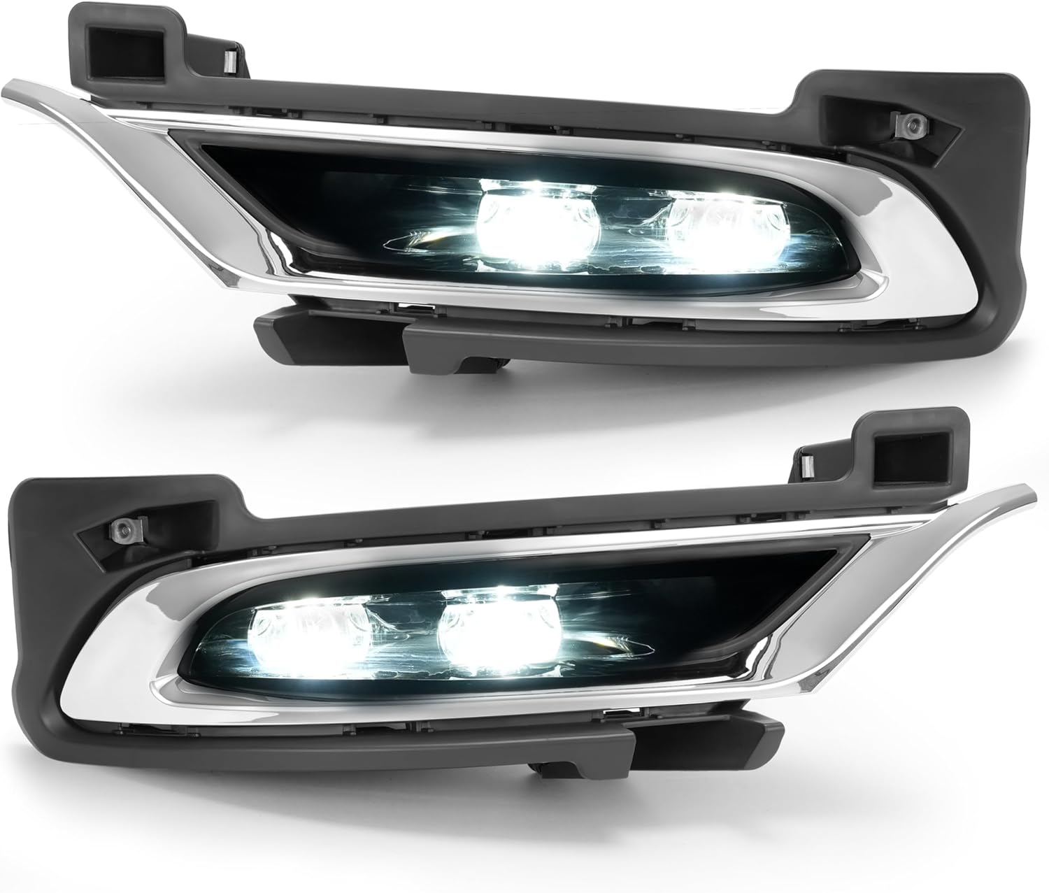 HECASA Pair LED Fog Light&Bezel&Molding Compatible with 2015-2024 Chrysler 300 Replacement for CH2592154 CH2593154 CH1038172 CH1039172 Fog Lamp Assembly Clear Lens Black Housing Driver&Passenger Side