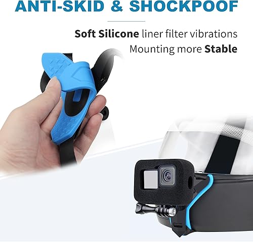 Miniatura 2 de Helmet Mount with Windshield for GoPro Hero 13 12 11 10 9, Motorcycle Helmet Chin Strap Mount for GoPro 9 10 11 12 13 Black Racing Skiing High-Speed